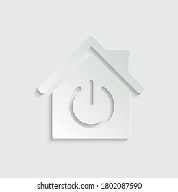 paper Smart house icon, smart home sign