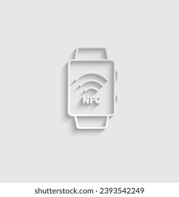 reloj inteligente de papel con pago inalámbrico vectorial de icono nfc