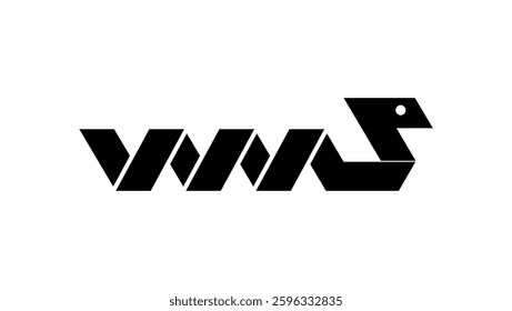 paper snake, black isolated silhouette