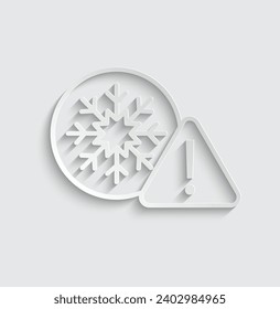 paper snow danger icon  vector, snowflake sign