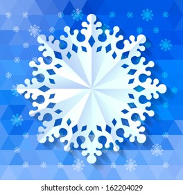 paper snowflake on winter background