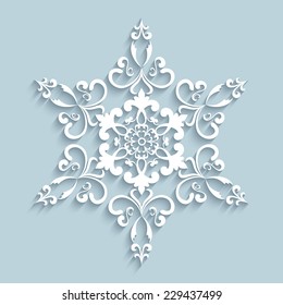 Paper snowflake, vector lace doily, winter decoration, eps10
