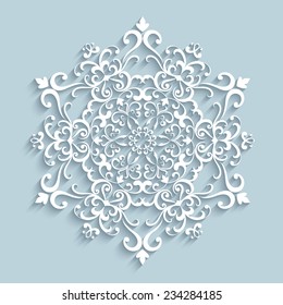 Paper snowflake, vector lace doily, winter decoration, eps10