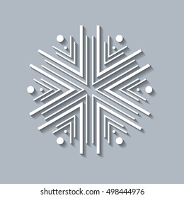Paper snowflake, vector lace doily, winter decoration