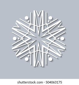 Paper snowflake, vector lace doily, winter decoration