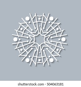 Paper snowflake, vector lace doily, winter decoration