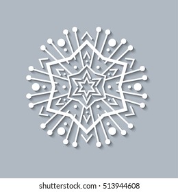 Paper snowflake, vector lace doily, winter decoration