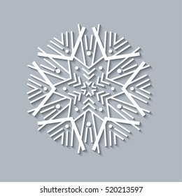 Paper snowflake, vector lace doily, winter decoration
