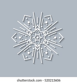 Paper snowflake, vector lace doily, winter decoration