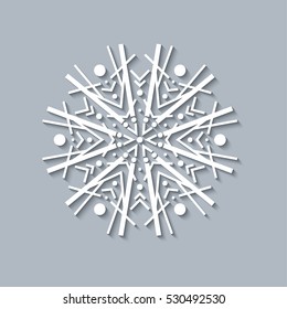 Paper snowflake, vector lace doily, winter decoration