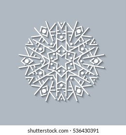 Paper snowflake, vector lace doily, winter decoration