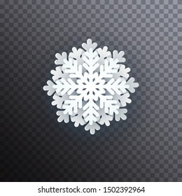 Paper Snowflake. Winter. Snow - paper cut effect. Isolated. Vector