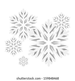 Paper snowflakes on white background