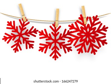 Paper snowflakes on white background