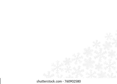 Paper snowflakes on white background. Winter backdrop illustration