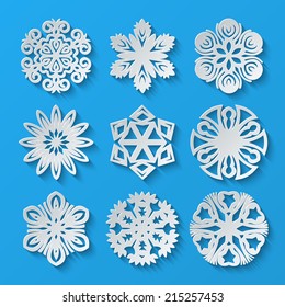 Paper Snowflakes. Set 1. Vector Illustration