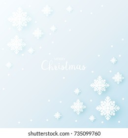 Paper snowflakes with shadow for winter background. Vector illustration.