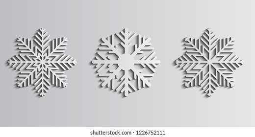 paper snowflakes with shadows. vector eps10