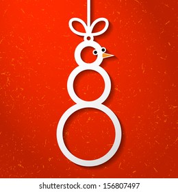paper snowman on red