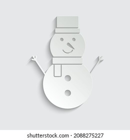 paper snowman vector icon winter sing