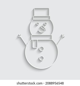 paper snowman vector icon winter sing
