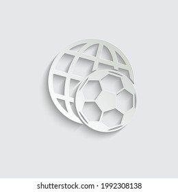 paper soccer and football  icon with globe world  championship, Euro 2020 vector illustration