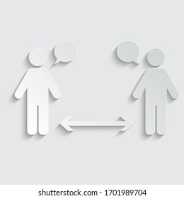 Paper paper Social distancing icon. Keep the  distance.  stop covid 19,  coronavirus