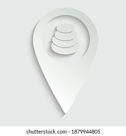 paper spa icon vector. spa stone icon with map point icon