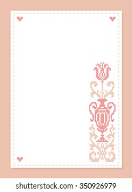 Paper with a space for text. Greeting card. Frame. Vase. Flower. Floral ornament. Vector frame.