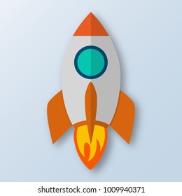Paper spaceship rocket isolated