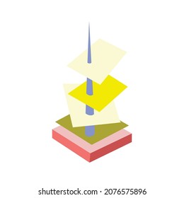 paper spear, accompanied by a flat design illustration