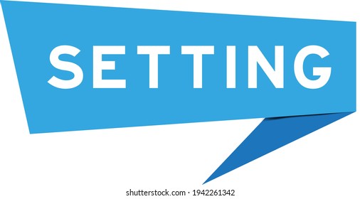 Banner de voz de papel con ajuste de palabra en color azul sobre fondo blanco (Vector)