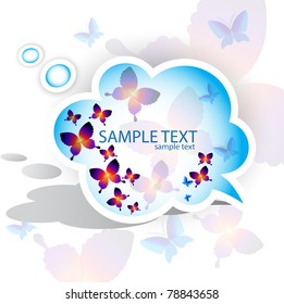 Paper speech bubble. Butterfly design