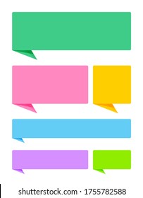 paper speech bubble horizontal pastel color isolated on white, horizontal frame speech bubble label for message, dialog box balloon for text title, discussion chat symbol for element banner, vector