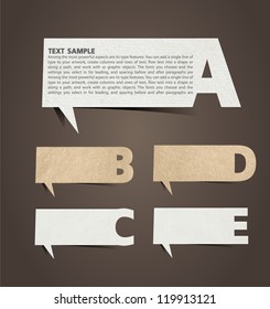 Paper speech bubble presentations with alphabet letters, Vector illustration