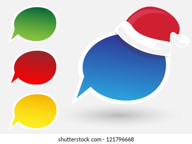 Paper Speech Bubble with Santa Claus hat, Vector Illustration