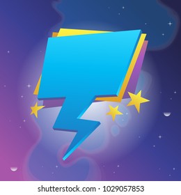 Paper speech bubble. Vector illustration on blue-violet cosmic background.