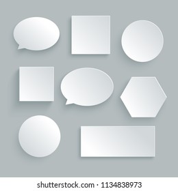 Paper speech bubble in white color. Vector Illustration for message, chat, talk, background.