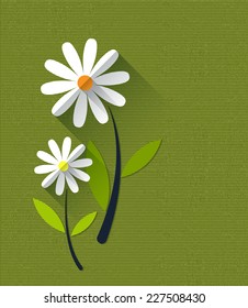 Paper spring tree. Flat design style on light blue background 