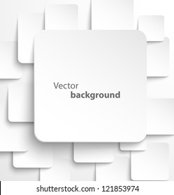 Paper square banner with drop shadows on white background. Vector illustration