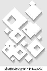 Paper square banner with drop shadows on white background. Vector illustration