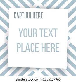 Paper square sticker on abstract shapes background. Social media post template. Geometric shapes vector illustration