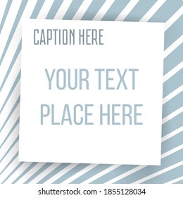 Paper square sticker on abstract shapes background. Social media post template. Geometric shapes vector illustration
