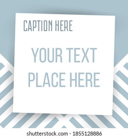 Paper square sticker on abstract shapes background. Social media post template. Geometric shapes vector illustration