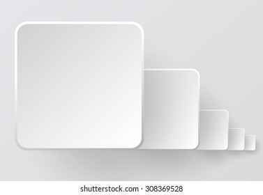 Paper square white banners with smooth corners and drop shadow