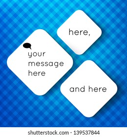 Paper squares on color background. Idealy as notifications, messages, business presentations and web elements