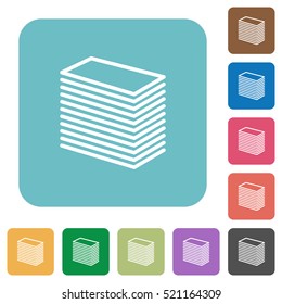 Paper Stack Flat Icons On Simple Color Square Background.