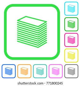 Paper stack vivid colored flat icons in curved borders on white background