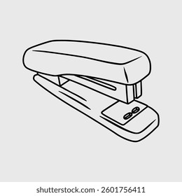 Paper stapler. Thin line illustration.