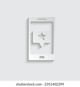 paper star in chat bubble with smaptphone icon vector Feedback icon